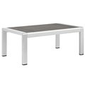Modway Shore Outdoor Patio Aluminum Coffee Table, Silver and Gray EEI-2268-SLV-GRY